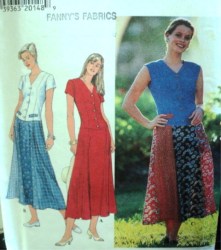 7593 FIT FLARE GORED BUTTON DROP WST BK TIE DRESS PATTERN 12-16